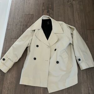 Mango Beige Double-Breasted Trench Coat